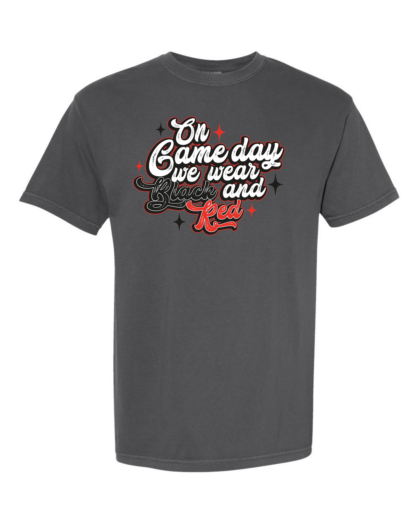 Bulldog Gamedays We Wear Red and Black Comfort Colors T