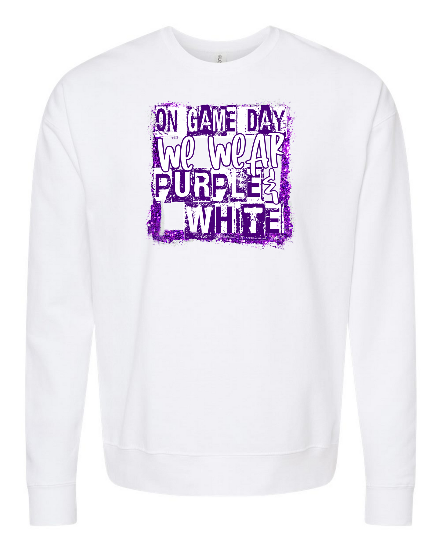 Gamedays Purple and White Block Crewneck Sweatshirt