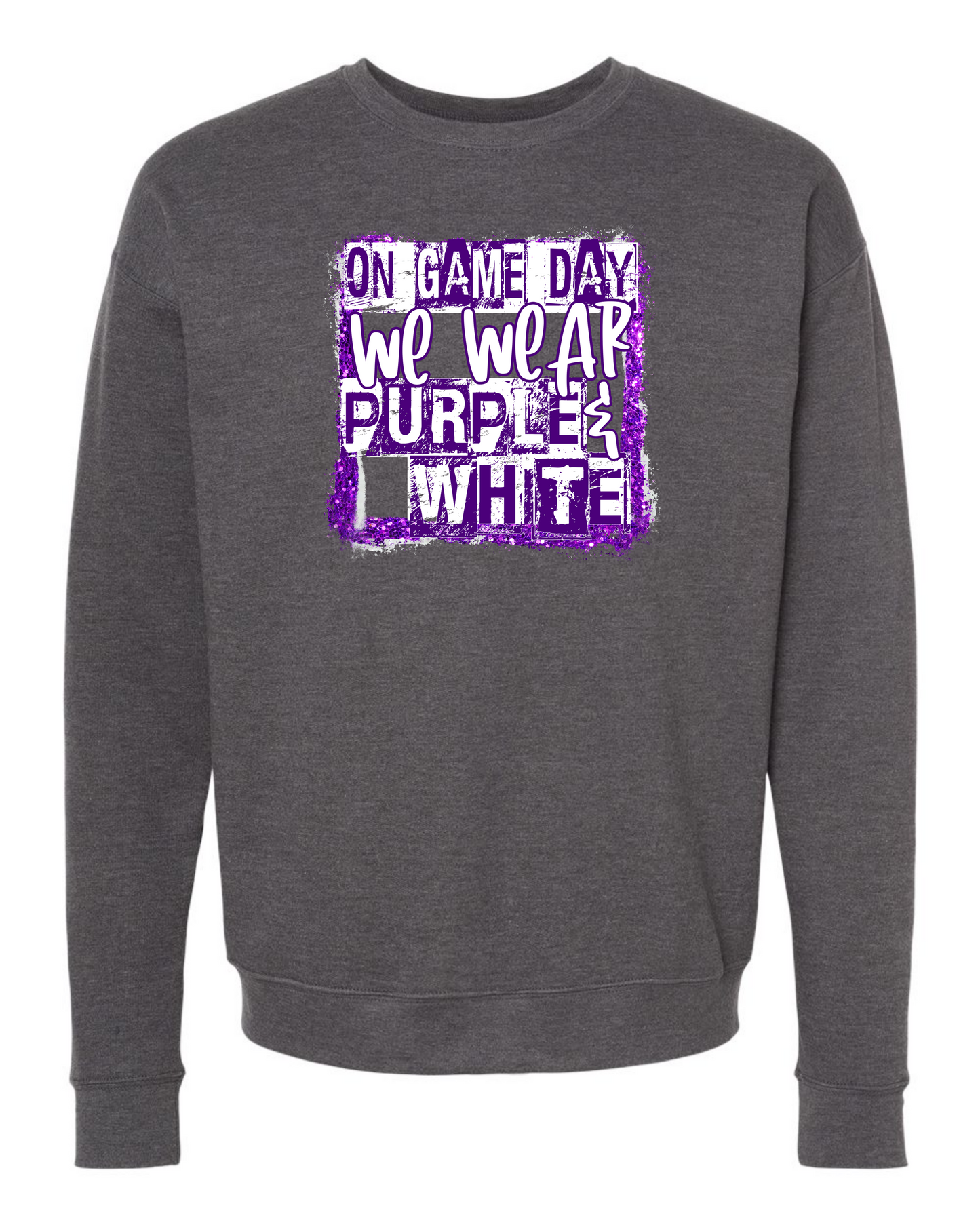 Gamedays Purple and White Block Crewneck Sweatshirt