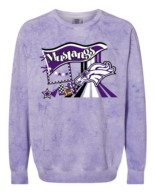 Mustang with Pennant Colorblast Crewneck Sweatshirt